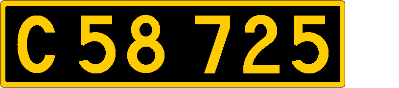 C58 number plate